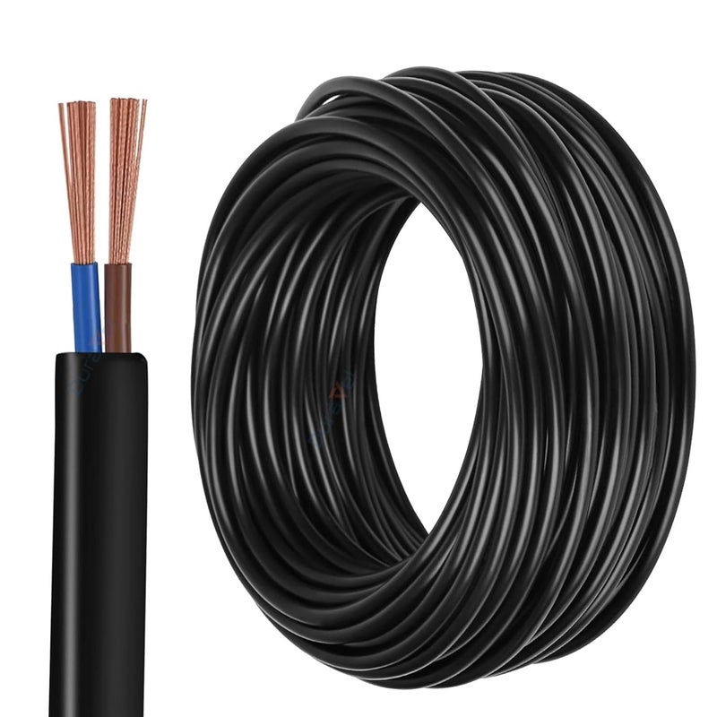 Duravel 2 Core 30 Meter Black PVC Insulated Electrical Cable Wire, 1.5MM - Image 1